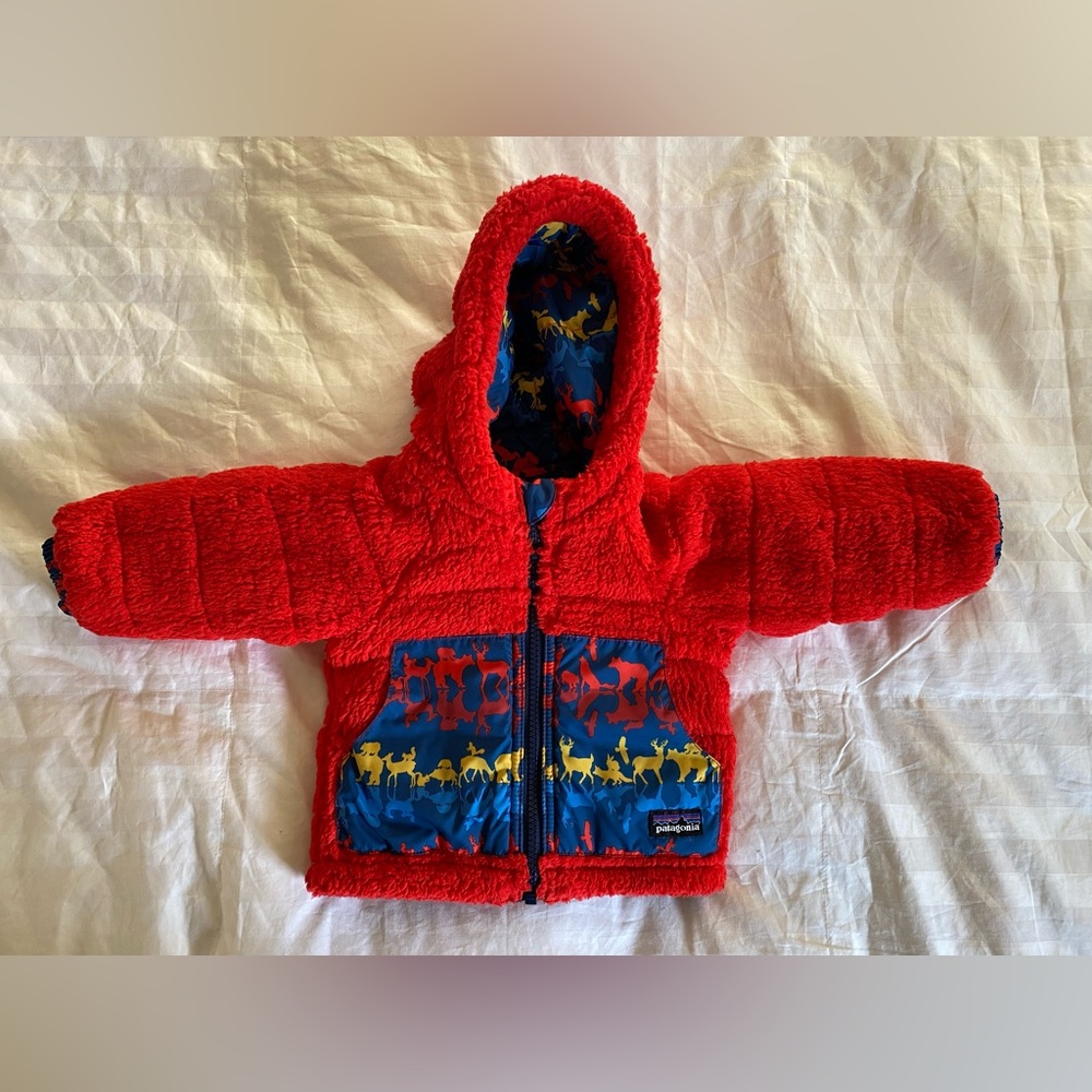 Patagonia Tribbles Reversible Jacket Coat Sherpa Fleece 3m Animal print - Picture 6 of 12
